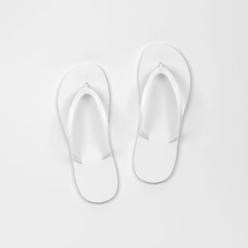 Blank pair of flip flops mockup. 3d illustration
