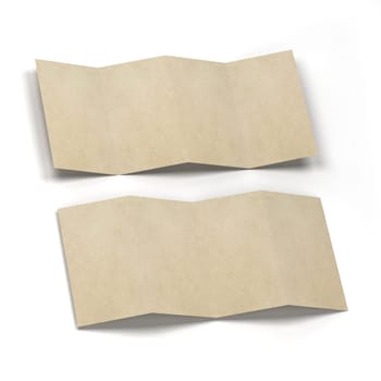 4-folded brochure mockup. 3d illustration isolated on white background
