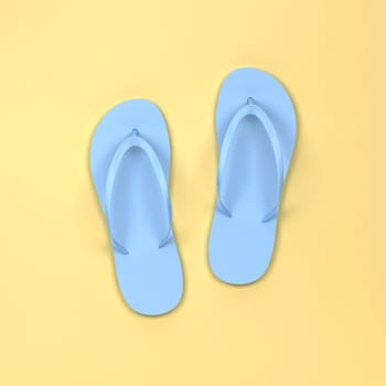 Blank pair of flip flops mockup. 3d illustration