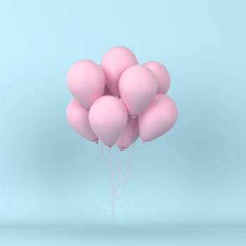 Bunch of colorful balloons floating. 3d illustration. Minimal concept