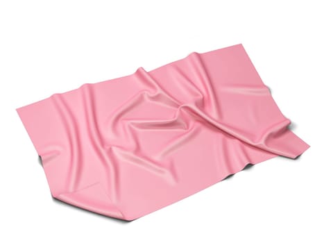 Piece of cloth: banner or towel mockup. 3d illustration isolated on white background