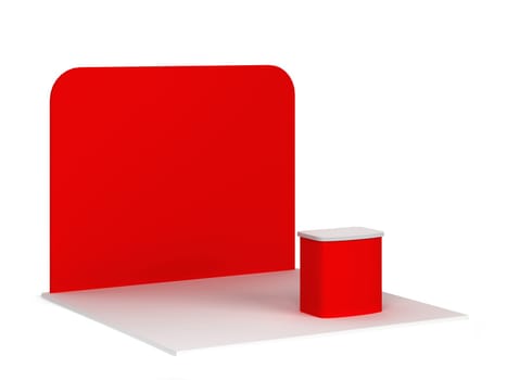 Simple tradeshow booth with a counter. 3d illustration isolated on white background