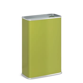Olive oil tin can package mockup. 3d illustration isolated on white background