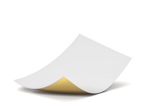 Blank sheet of paper. 3d illustration isolated on white background
