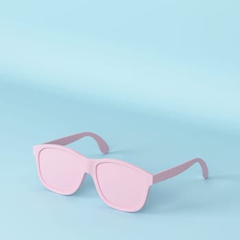Modern fashionable sunglasses. 3d illustration on blue background