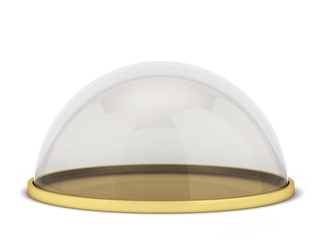 Glass dome on a stand. 3d illustration isolated on white background
