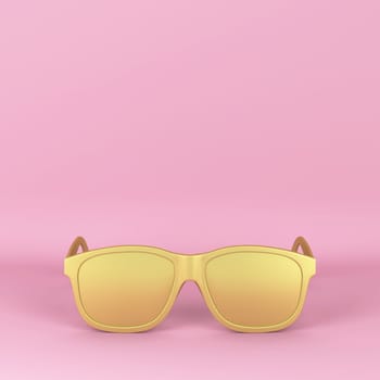 Modern fashionable sunglasses. 3d illustration on pink background