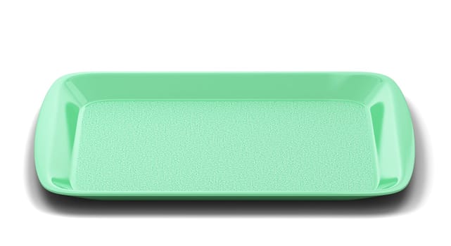 Blank plastic tray for food. 3d illustration isolated on white background