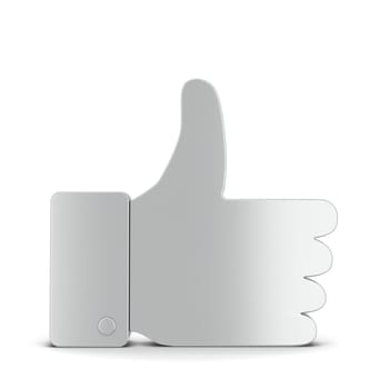 Like thumb up social network symbol. 3d illustration isolated on white background
