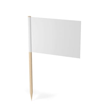 Blank toothpick flag. 3d illustration isolated on white background