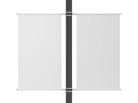Blank pole banner mockup. 3d illustration isolated on white background