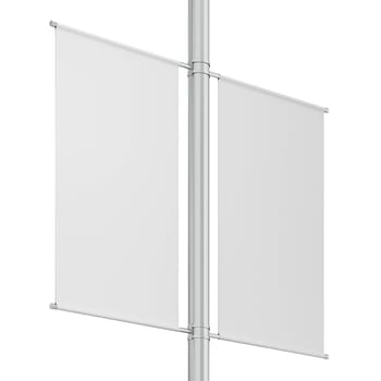Blank pole banner mockup. 3d illustration isolated on white background