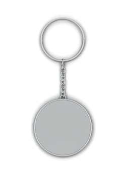 Blank metallic keychain mockup. 3d illustration isolated on white background