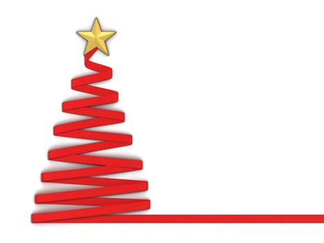 Paper style christmas tree with a star. 3d illustration