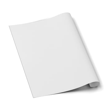 Paper canvas print sheet mockup. 3d illustration isolated on white background