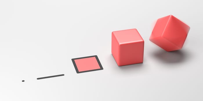 Set of Shapes Showing Multidimensional Concept, 3D Illustration on White Background