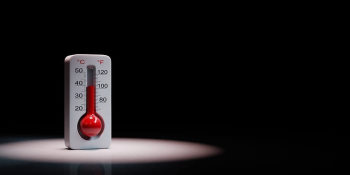 Thermometer Spotlighted on Black Background with Copy Space 3D Illustration
