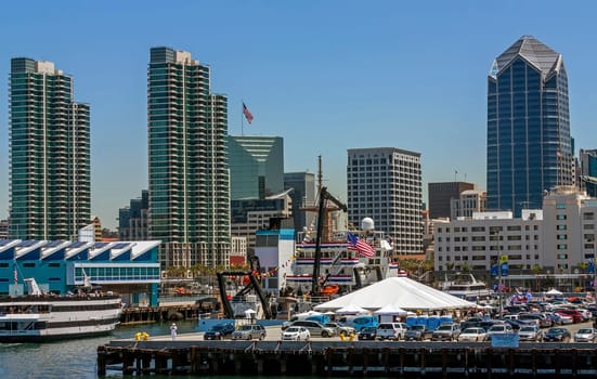 SAN DIEGO,CA - MAY 02,2014: San Diego marina panoramic view with modern skyscrapers in San Diego, California,United States of America.