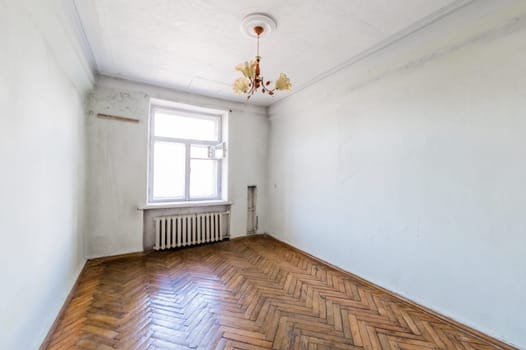 Russia, Moscow- August 05, 2019: interior room apartment decrepit old careless not modern setting. cosmetic repairs required