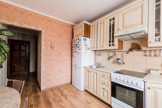 Russia, Moscow- August 05, 2019: interior room apartment modern bright cozy atmosphere. general cleaning, home decoration, preparation of house for sale