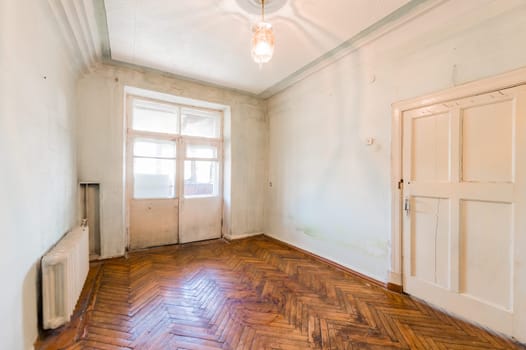 Russia, Moscow- August 05, 2019: interior room apartment decrepit old careless not modern setting. cosmetic repairs required