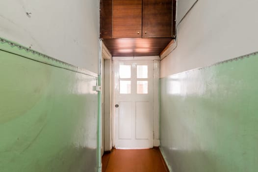 Russia, Moscow- August 05, 2019: interior room apartment decrepit old careless not modern setting. cosmetic repairs required