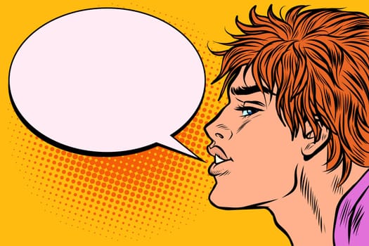 the man says comic bubble. Pop art retro vector illustration kitsch vintage drawing