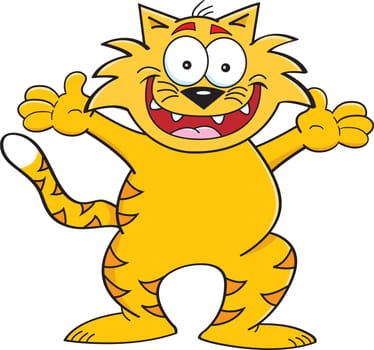 Cartoon illustration of a cat with outstretched arms.