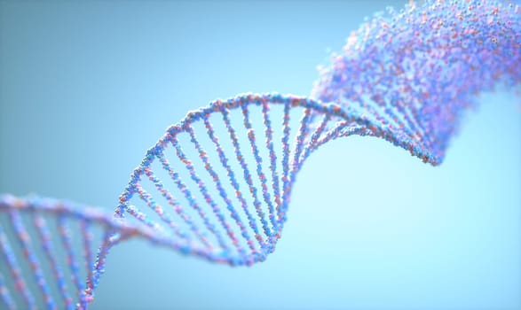 Genetic Syndrome and Genetic Disorder, 3D illustration of science concept. Colorful DNA molecule.