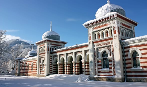 ZHELEZNOVODSK, RUSSIA - JANUARY 26,2010: The Ostrovsky Baths building is one of the outstanding architectural sights of Zheleznovodsk.The opening of the Baths took place on August 30, 1893.