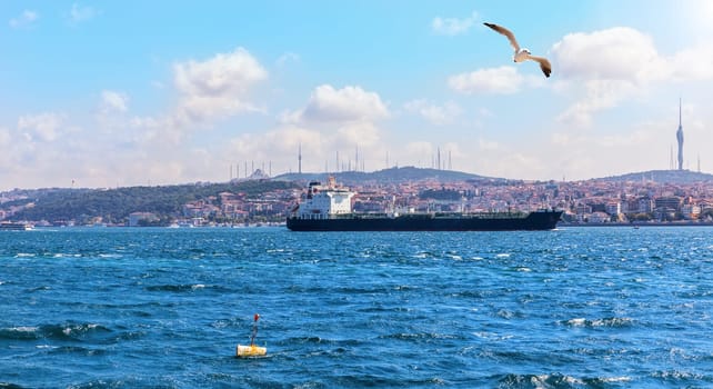 The Sea of Marmara, Bosporus straight in Istanbul, Turkey.
