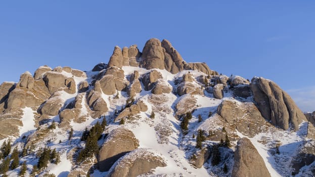 mountain top in winter. Ciucas Mountains Romania.