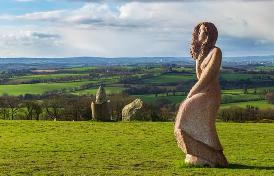 Valley of the Saints and his stone statues in Brittany, France