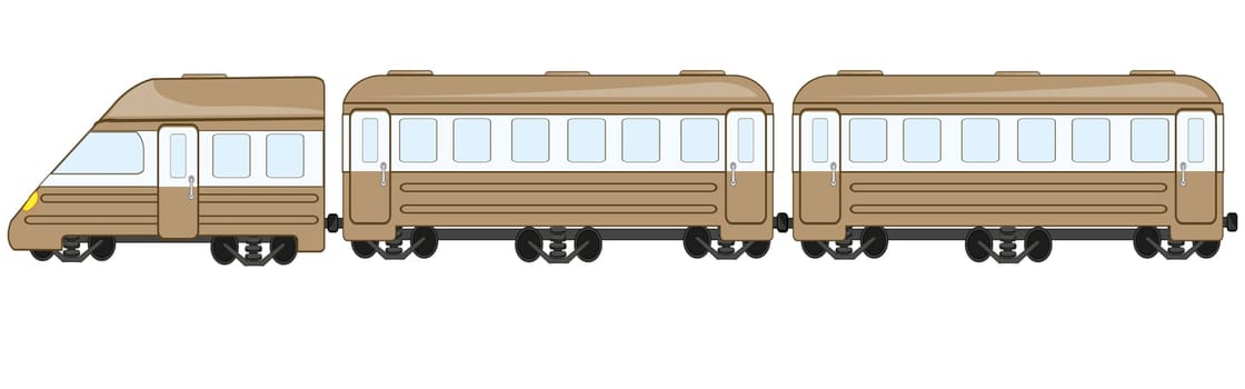 Vector illustration of the passenger train with coach