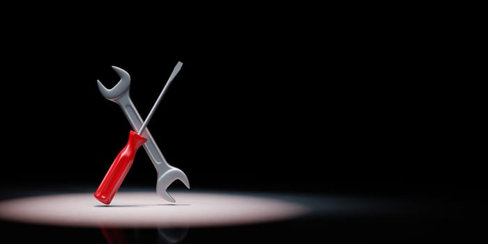 Work Tools Spotlighted on Black Background with Copy Space 3D Illustration