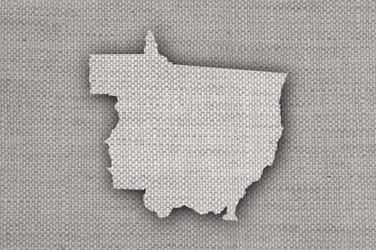 Map of Mato Grosso on old linen