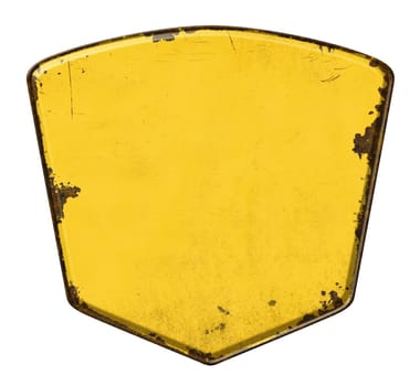 Empty vintage tin sign on a white background