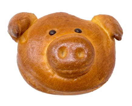 Christmas cookies in the form of a pig's face as fortune cookies / lard cookies isolated on white