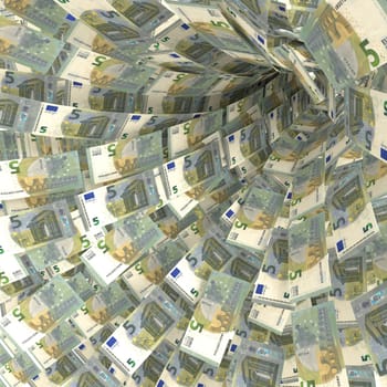 Money swirl of 5 euro notes
