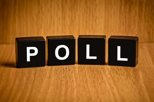 Poll or vote text on black block