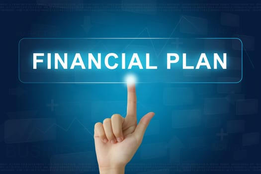 hand press on financial plan button on virtual screen