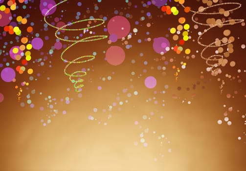 Nice Festival Background Design with Copy Space, Emphasizing Glitters Effects and Gradient Brown Color.