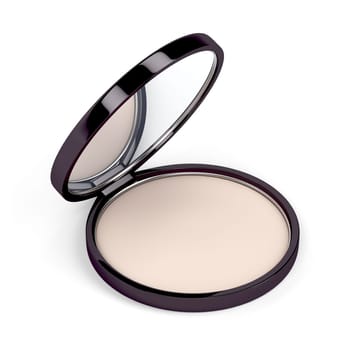 Make-up powder in box on white background