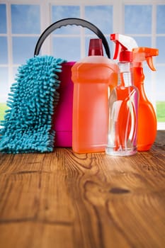 Group of assorted cleaning and window background