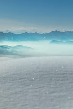 Mountains and winter space for your text