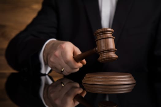 Justice and law concept. Male judge in a courtroom