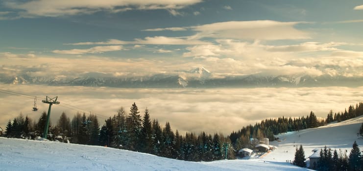 Winter nature landscape, amazing mountain view