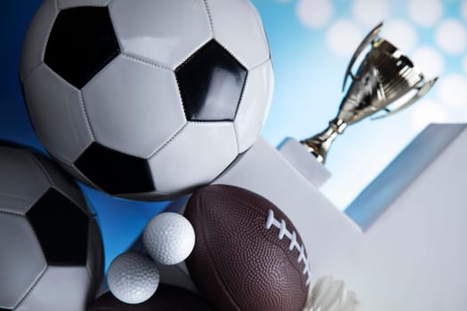 Podium for sports awards, equipment and balls