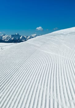 Winter view in the mountains, ski resort