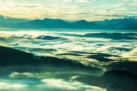 View of beautiful Winter mountain landscape